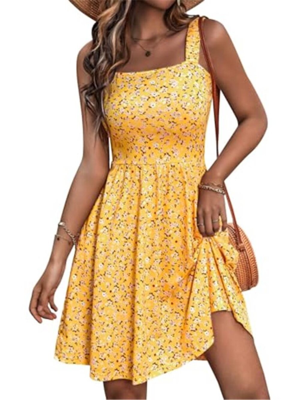 Womens Sleeveless Sundress Casual A Line Pocket Knee Length Summer Dress Soft